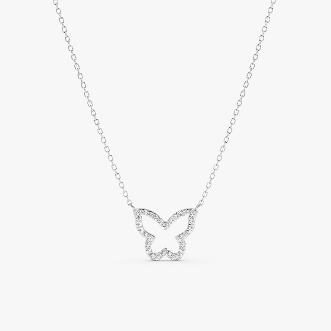 Round Cut Diamond Solid Gold Butterfly Necklace for Birthday Gift