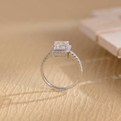 1.50 CT Emerald Cut Halo Diamond Moissanite Engagement Ring