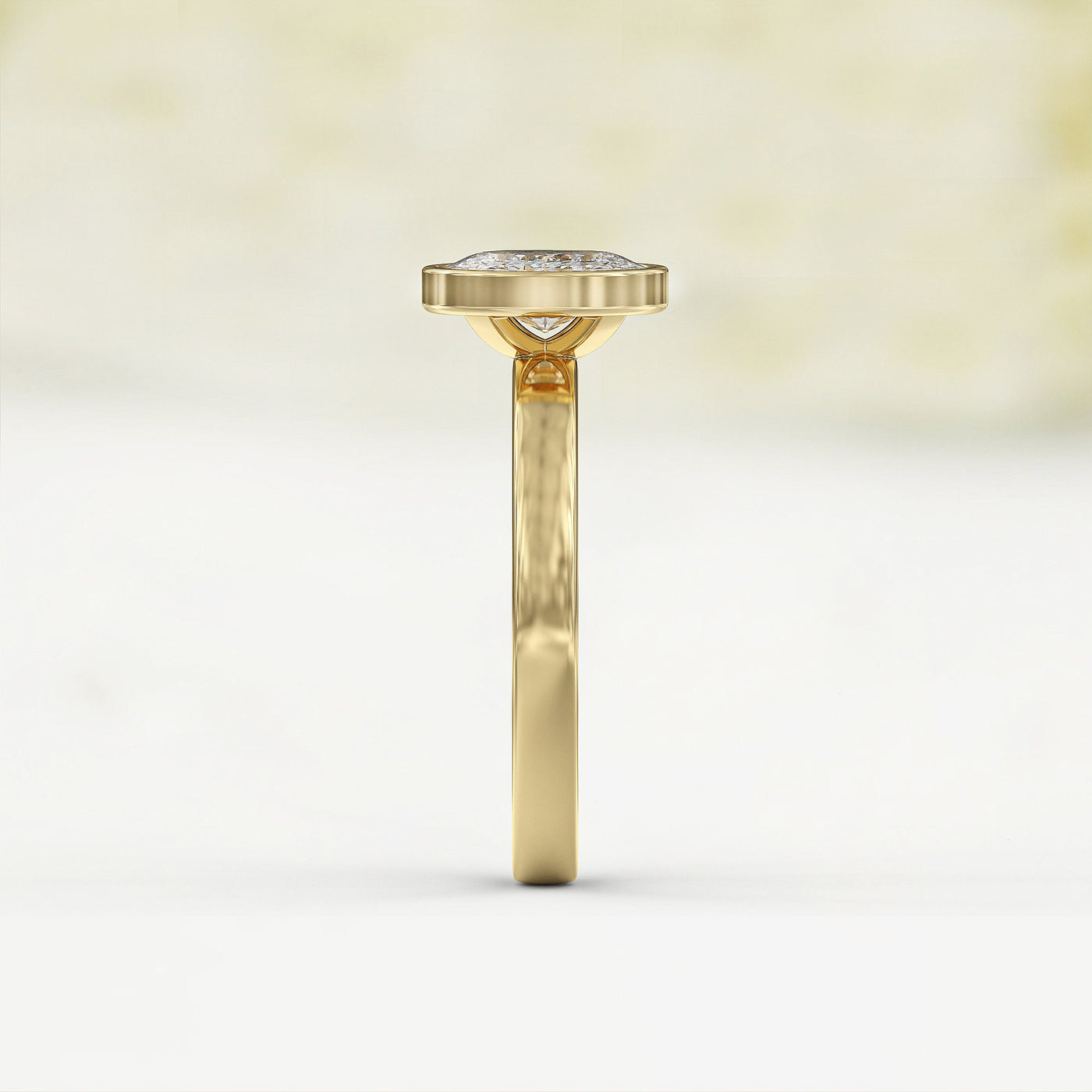 1.0 CT Oval Cut Bezel Solitaire Moissanite Engagement Ring