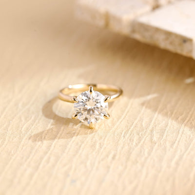 2.0 CT Round Brilliant Hidden Halo Diamond Moissanite Engagement Ring