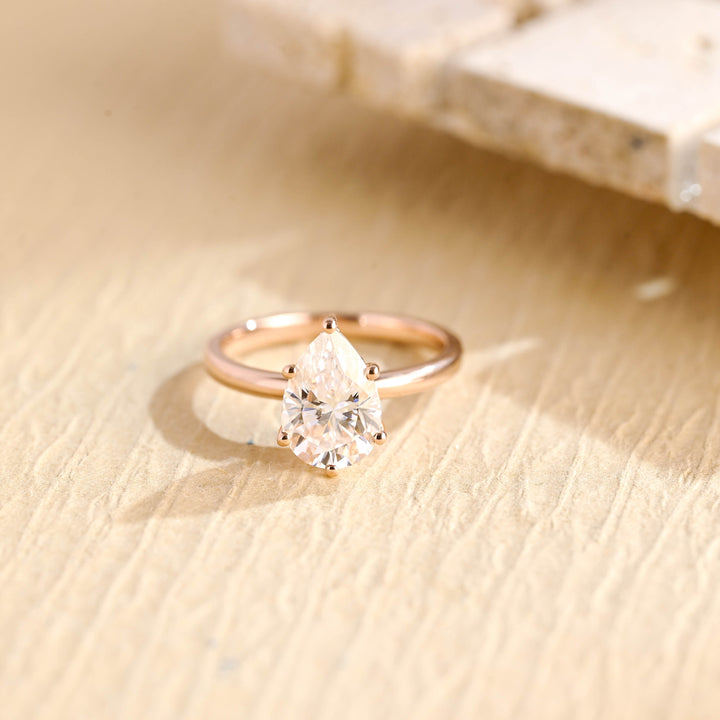 1.50CT Pear Diamond Hidden Halo Moissanite Engagement Ring