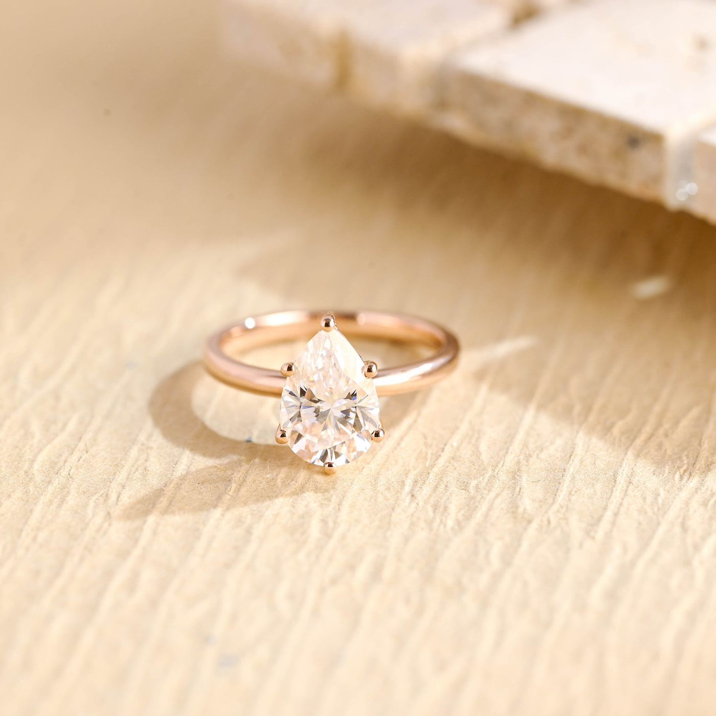 1.50CT Pear Diamond Hidden Halo Moissanite Engagement Ring