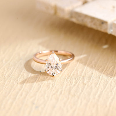 1.50CT Pear Diamond Hidden Halo Moissanite Engagement Ring