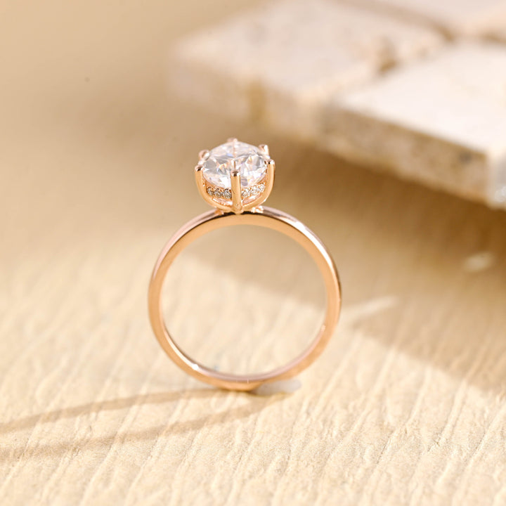 2.0CT Pear Cut Hidden Halo Moissanite Engagement Ring