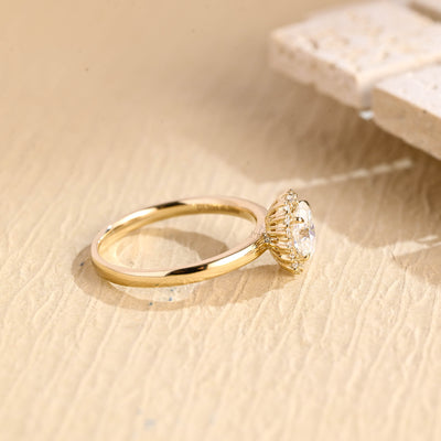 1.50CT Oval Cut Halo Diamond Moissanite Engagement Ring