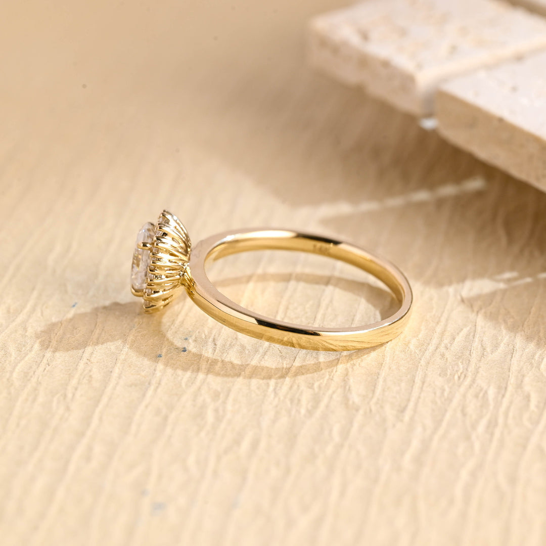 1.50CT Oval Cut Halo Diamond Moissanite Engagement Ring