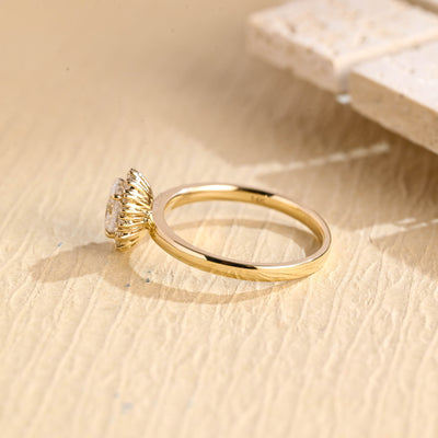 1.50CT Oval Cut Halo Diamond Moissanite Engagement Ring