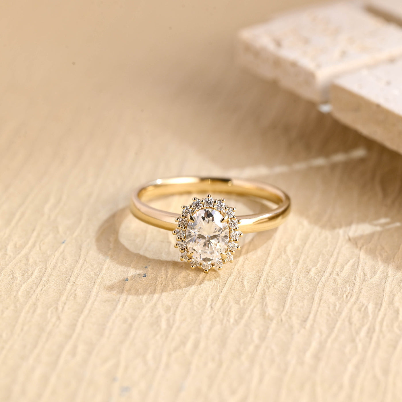 1.50CT Oval Cut Halo Diamond Moissanite Engagement Ring