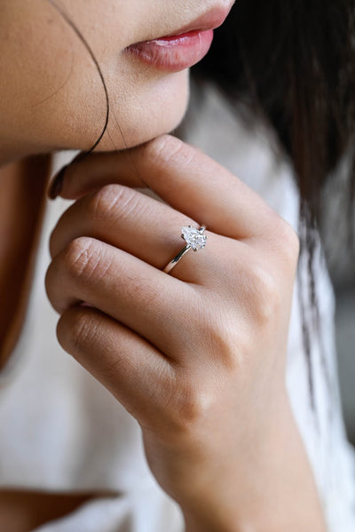 1.0 CT Pear Cut Diamond Solitaire Moissanite Engagement Ring