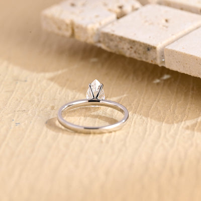 1.0CT Pear Diamond Solitaire Moissanite Engagement Ring