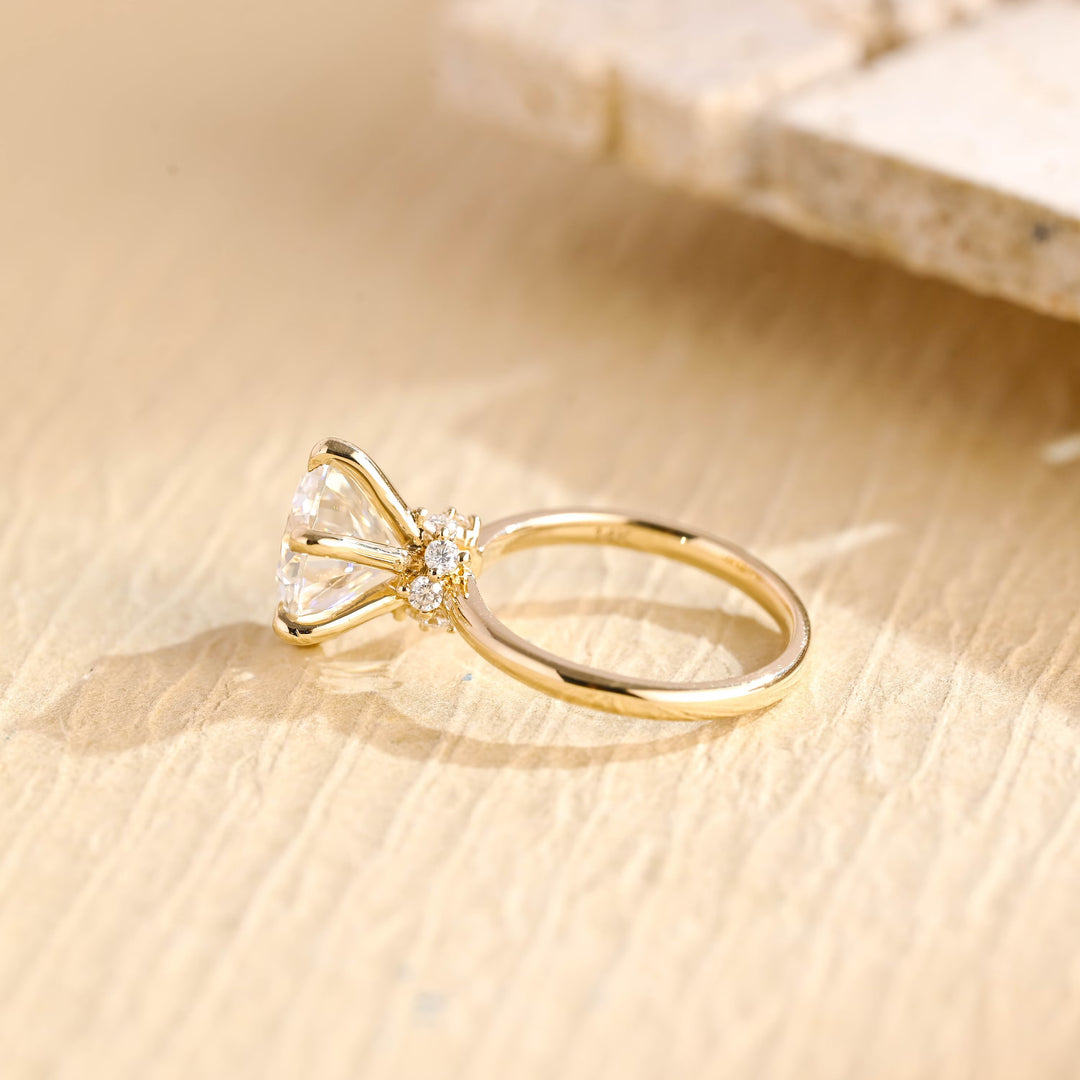 2.0 CT Round Brilliant Hidden Halo Diamond Moissanite Engagement Ring