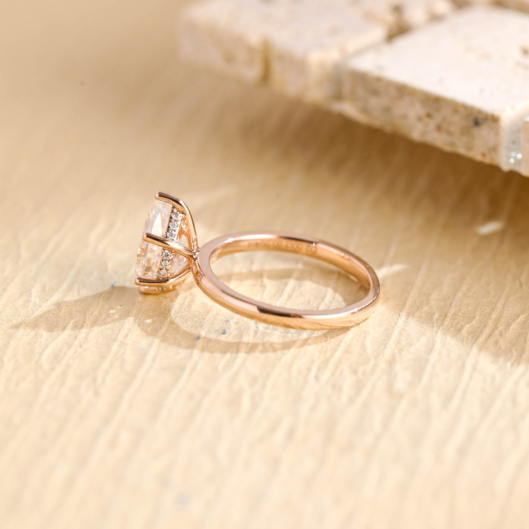 1.50CT Pear Diamond Hidden Halo Moissanite Engagement Ring