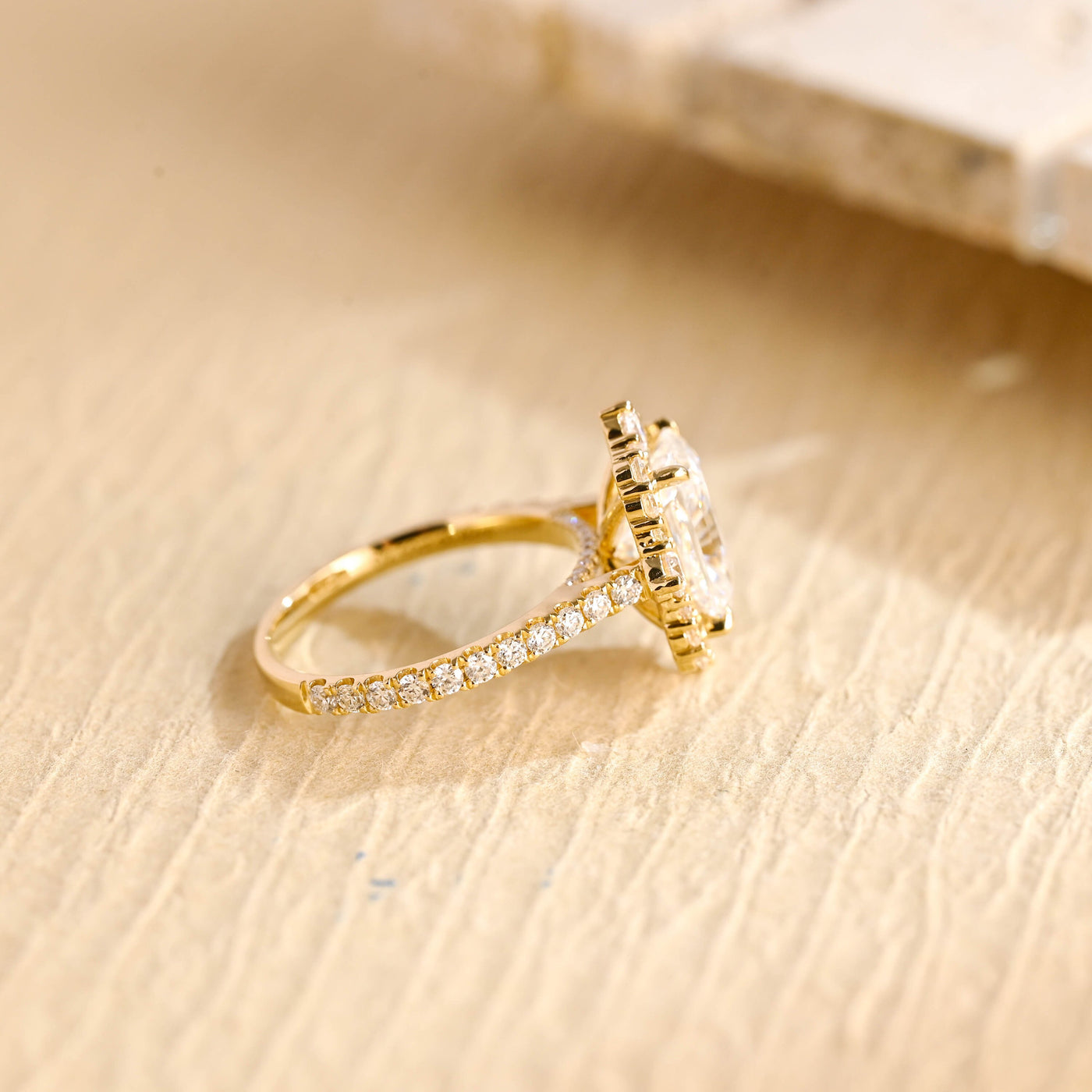 1.50CT Radiant Diamond Halo Moissanite Engagement Ring