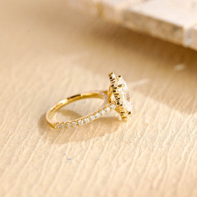 1.50CT Radiant Diamond Halo Moissanite Engagement Ring