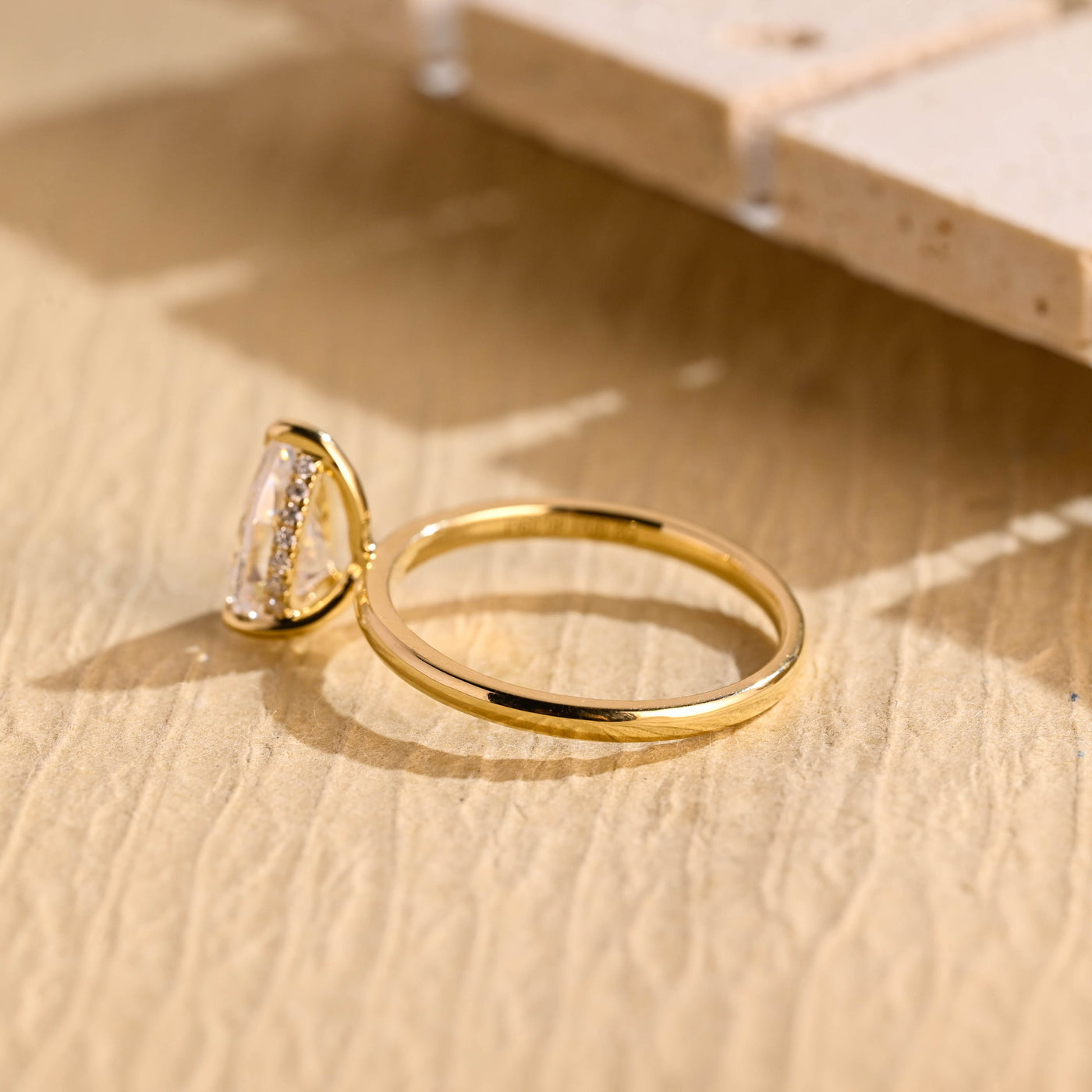 1.50CT Pear Cut Diamond Hidden Halo Moissanite Engagement Ring