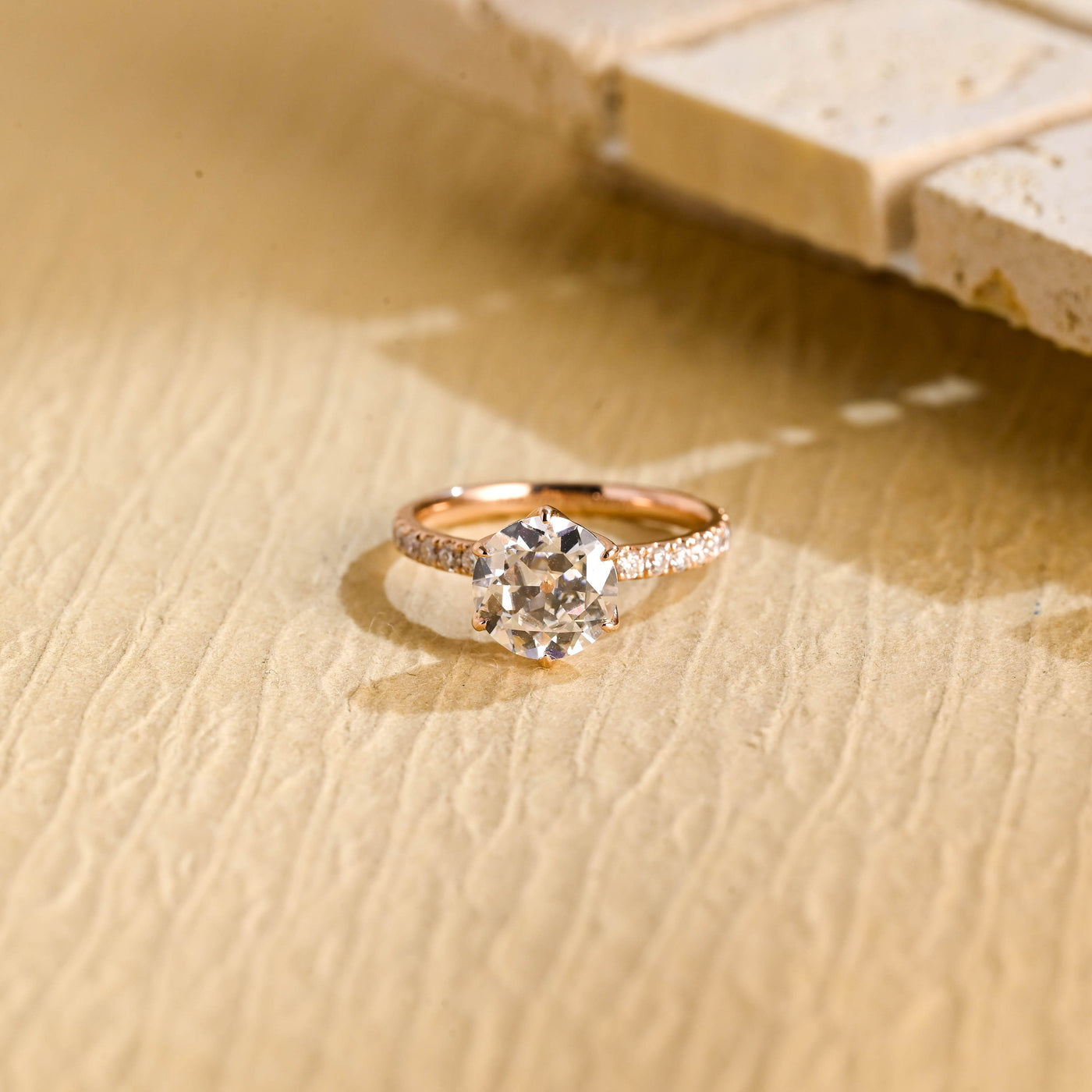 1.0CT Round Brilliant Pave Setting Moissanite Engagement Ring