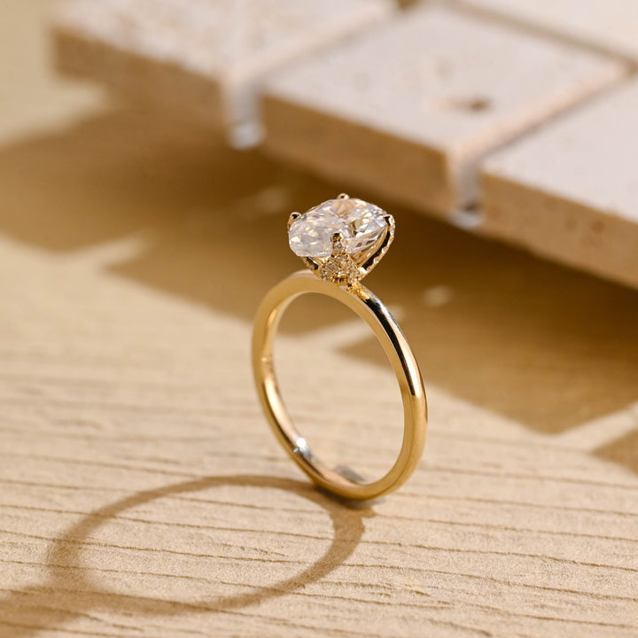 1.50 CT Pear Cut Hidden Diamond Moissanite Engagement Ring