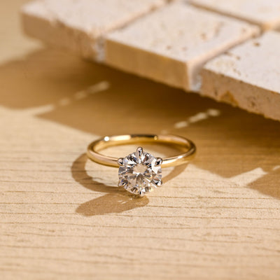 1.0CT Round Brilliant Hidden Halo Moissanite Engagement Ring