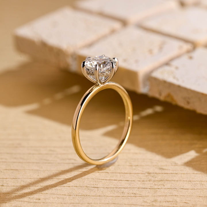 1.0CT Round Brilliant Hidden Halo Moissanite Engagement Ring