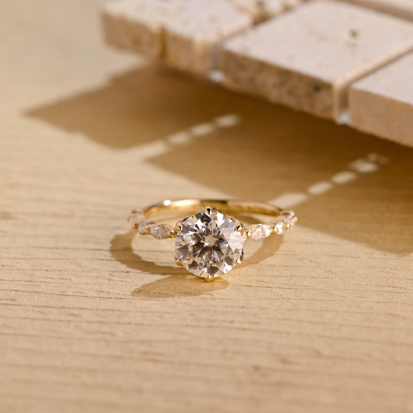 1.50CT Round Brilliant Pave Setting Moissanite Engagement Ring