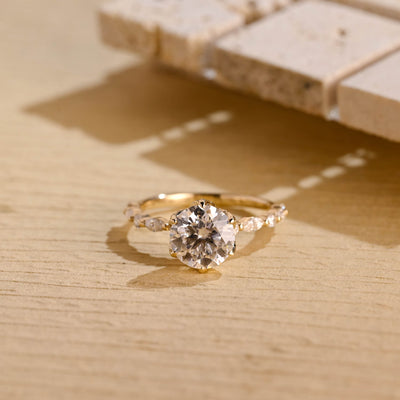 1.50CT Round Brilliant Pave Setting Moissanite Engagement Ring