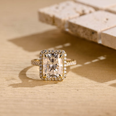 2.0CT Radiant Cut Halo Diamond Moissanite Engagement Ring