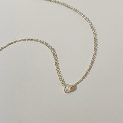 Bezel Set Round Cut Diamond Necklace for Women