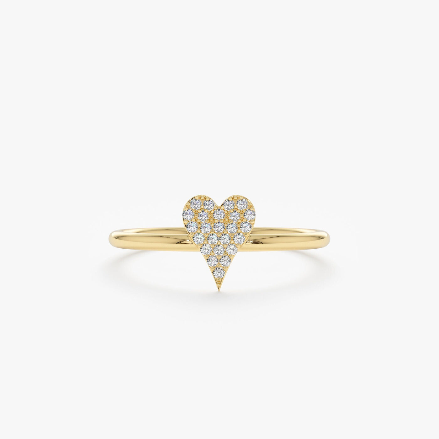 Round Cut Micro Pave Diamond Heart Shape Wedding Ring
