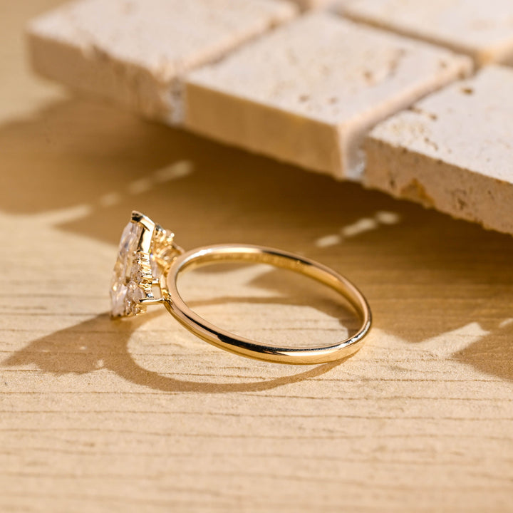 2.0CT Marquise Cut Cluster Moissanite Engagement Ring