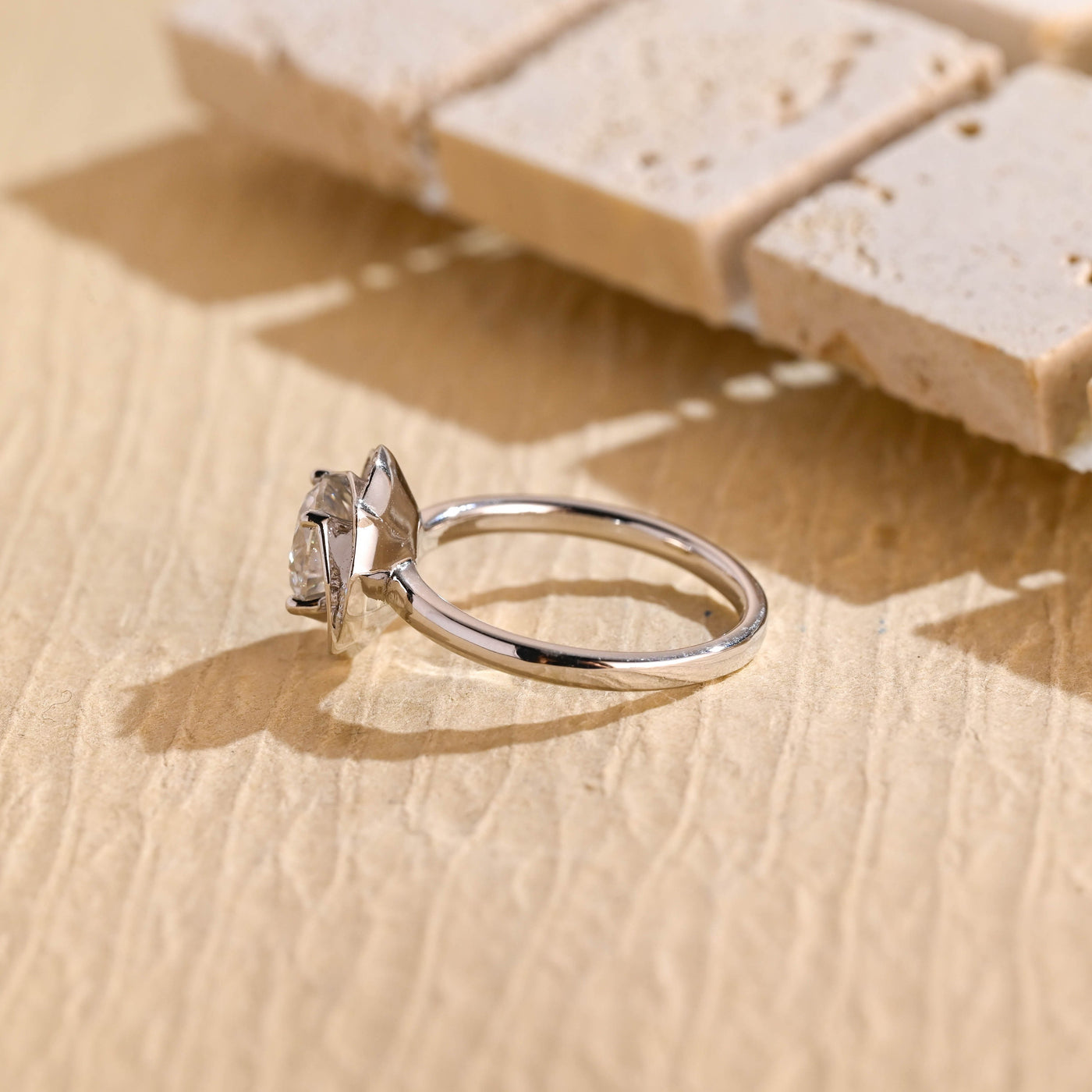 1.0CT Round Brilliant Cluster Diamond Moissanite Engagement Ring