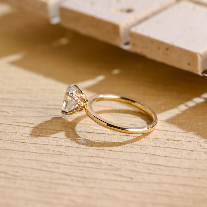 1.0 CT Pear Cut Hidden Diamond Moissanite Engagement Ring