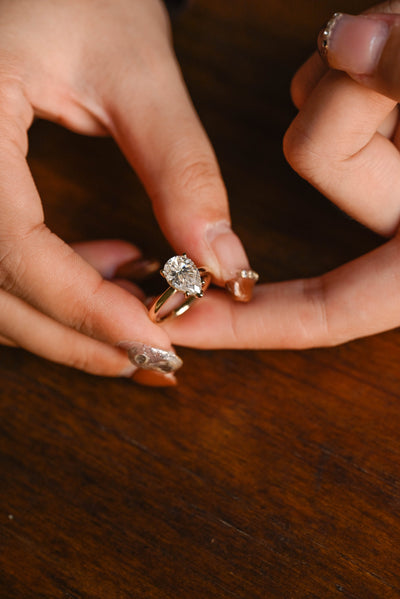 1.50 CT Pear Diamond Solitaire Moissanite Engagement Ring