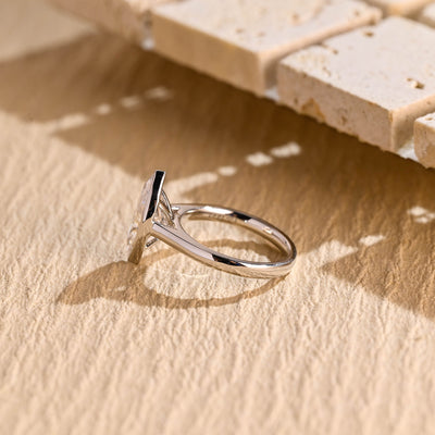 1.50CT Marquise Cut Bezel Setting Solitaire Moissanite Engagement Ring