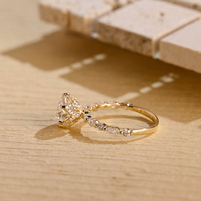 1.50CT Round Brilliant Pave Setting Moissanite Engagement Ring