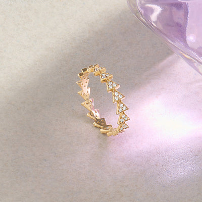 Round Cut Diamond Eternity Triangle Wedding Ring for Women