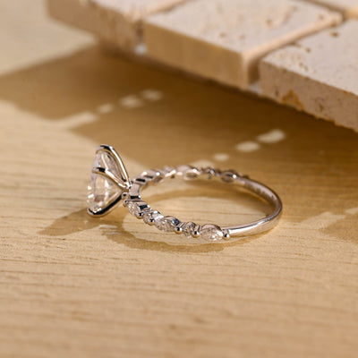 1.50 CT Pear Daimond Pave Setting Moissanite Engagement Ring