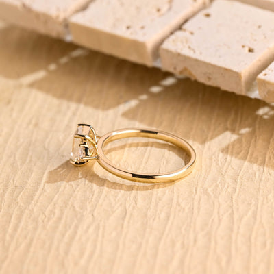 1.50CT Emerald Cut Three Stone Moissanite Engagement Ring