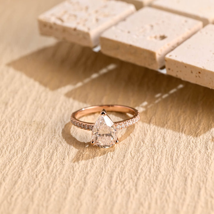 1.50 CT Pear Diamond Pave Setting Moissanite Engagement Ring