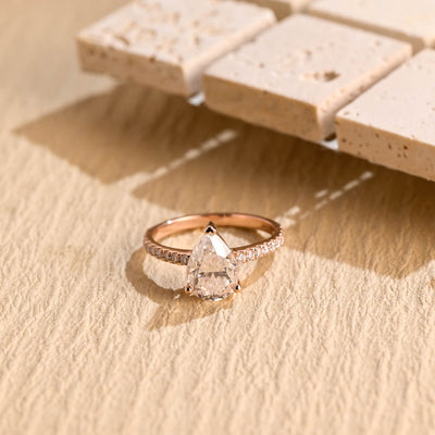 1.50 CT Pear Diamond Pave Setting Moissanite Engagement Ring