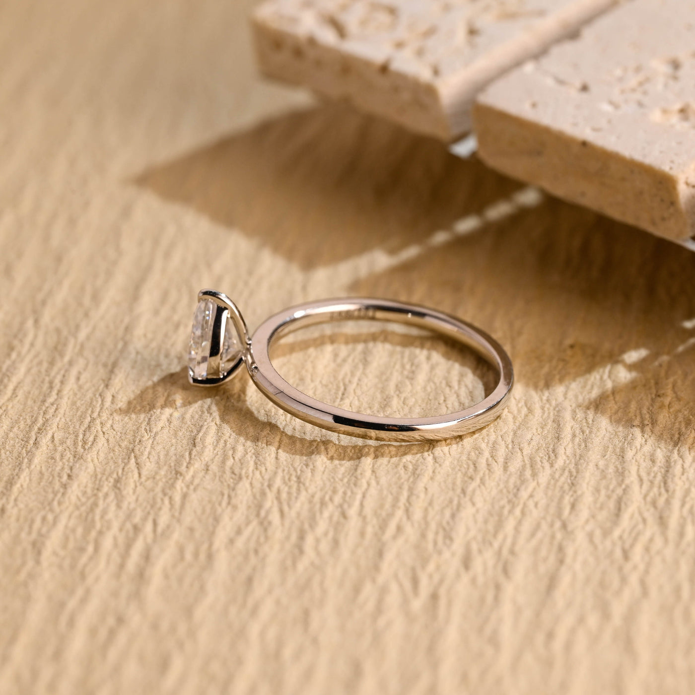 0.50CT Pear Diamond Solitaire Moissanite Engagement Ring