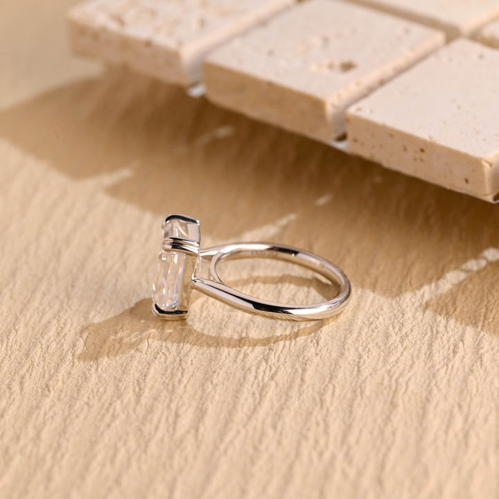 2.0 CT Emerald Cut Solitaire Moissanite Engagement Ring