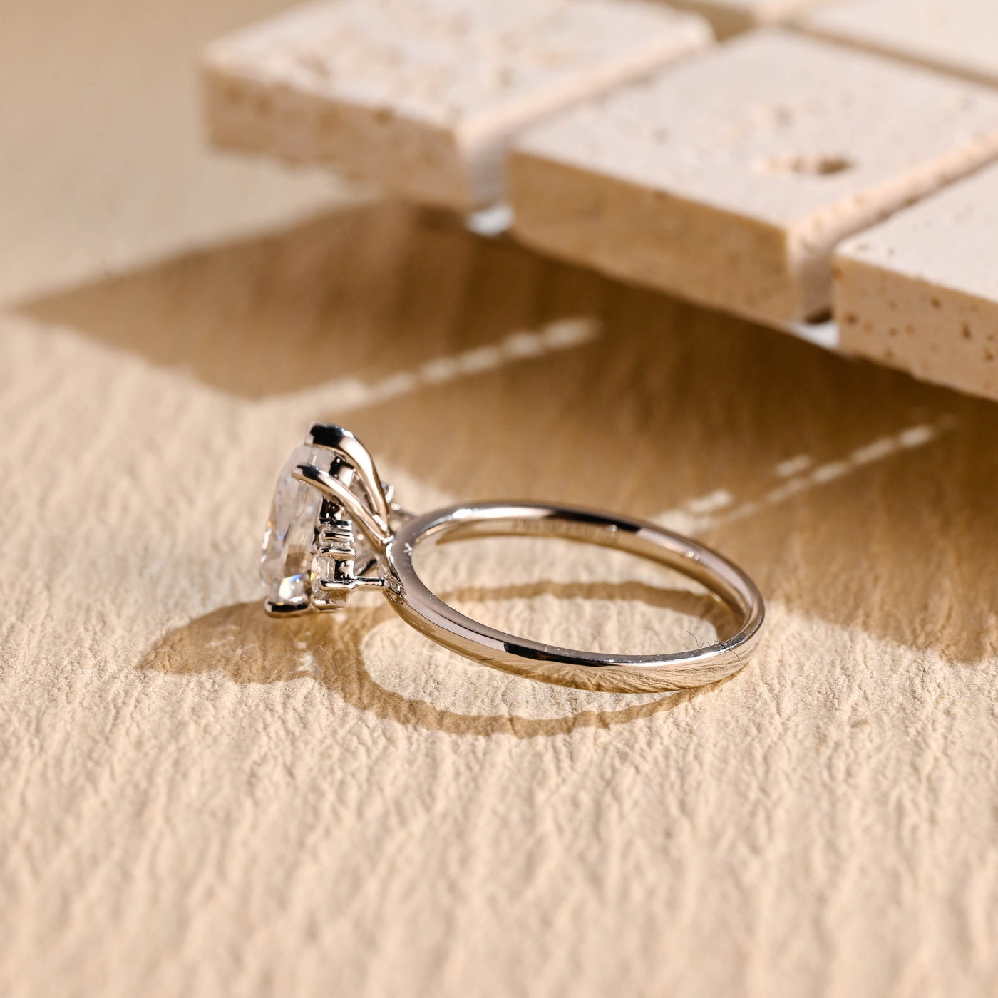 1.50 CT Pear Diamond Cluster Moissanite Engagement Ring