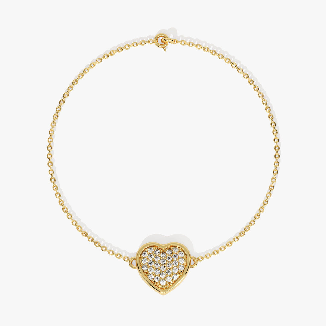 Round Cut Diamond Heart Bracelet For Her