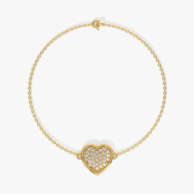 Round Cut Diamond Heart Bracelet For Her