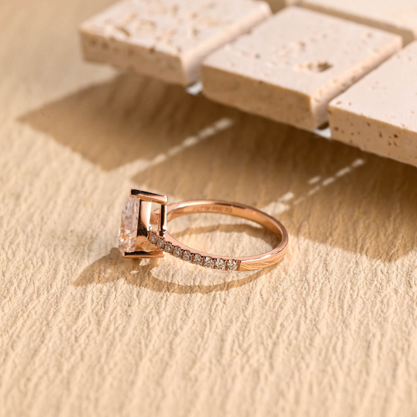 1.50 CT Pear Diamond Pave Setting Moissanite Engagement Ring