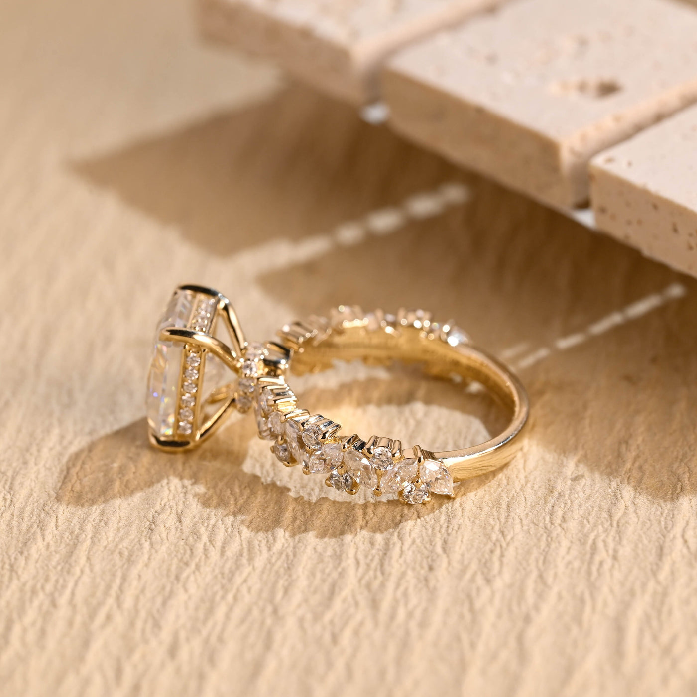 1.50CT Radiant Cut Hidden Halo Cluster Moissanite Engagement Ring