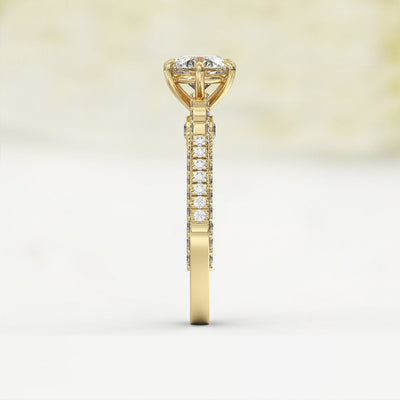 1.0 CT Round Cut Moissanite Three Side Pave Unique Engagement Ring