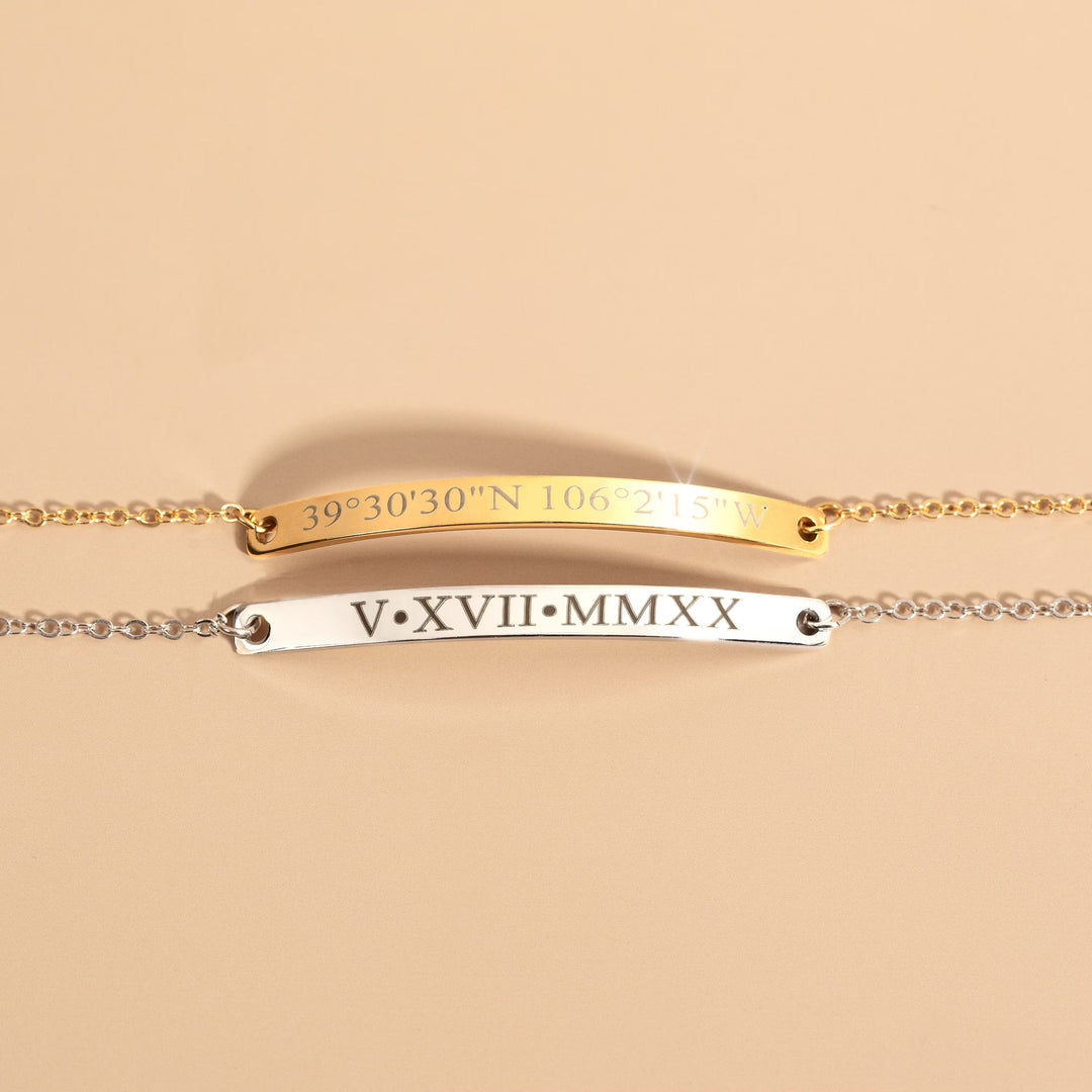 Personalized Engraved Gold Bracelet for Mother's Day Gift