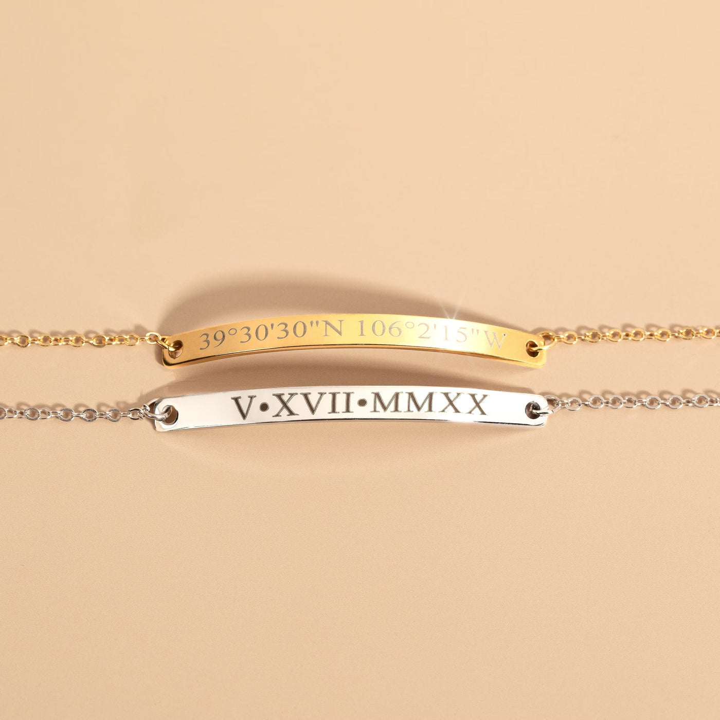 Personalized Engraved Gold Bracelet for Mother's Day Gift
