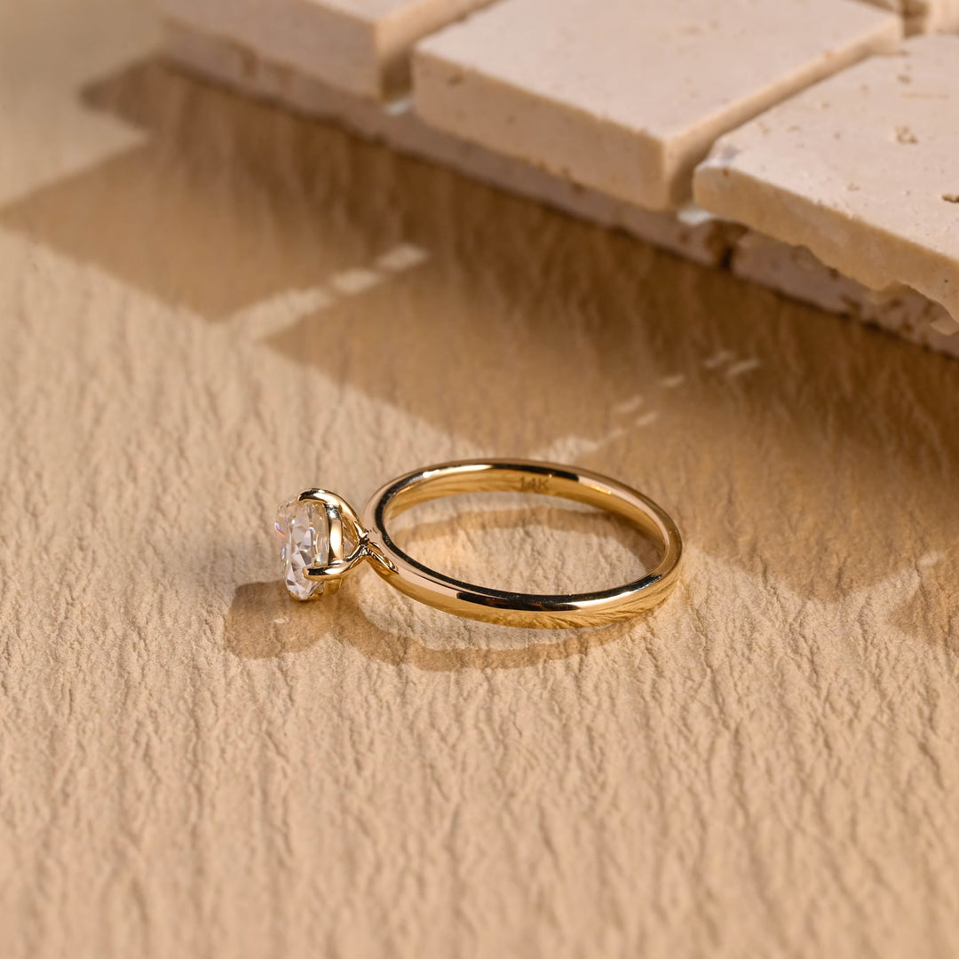 1.0 CT East West Pear Diamond Solitaire Moissanite Engagement Ring